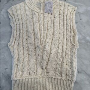 Free People Ivory Cable Knit Turtleneck Sweater